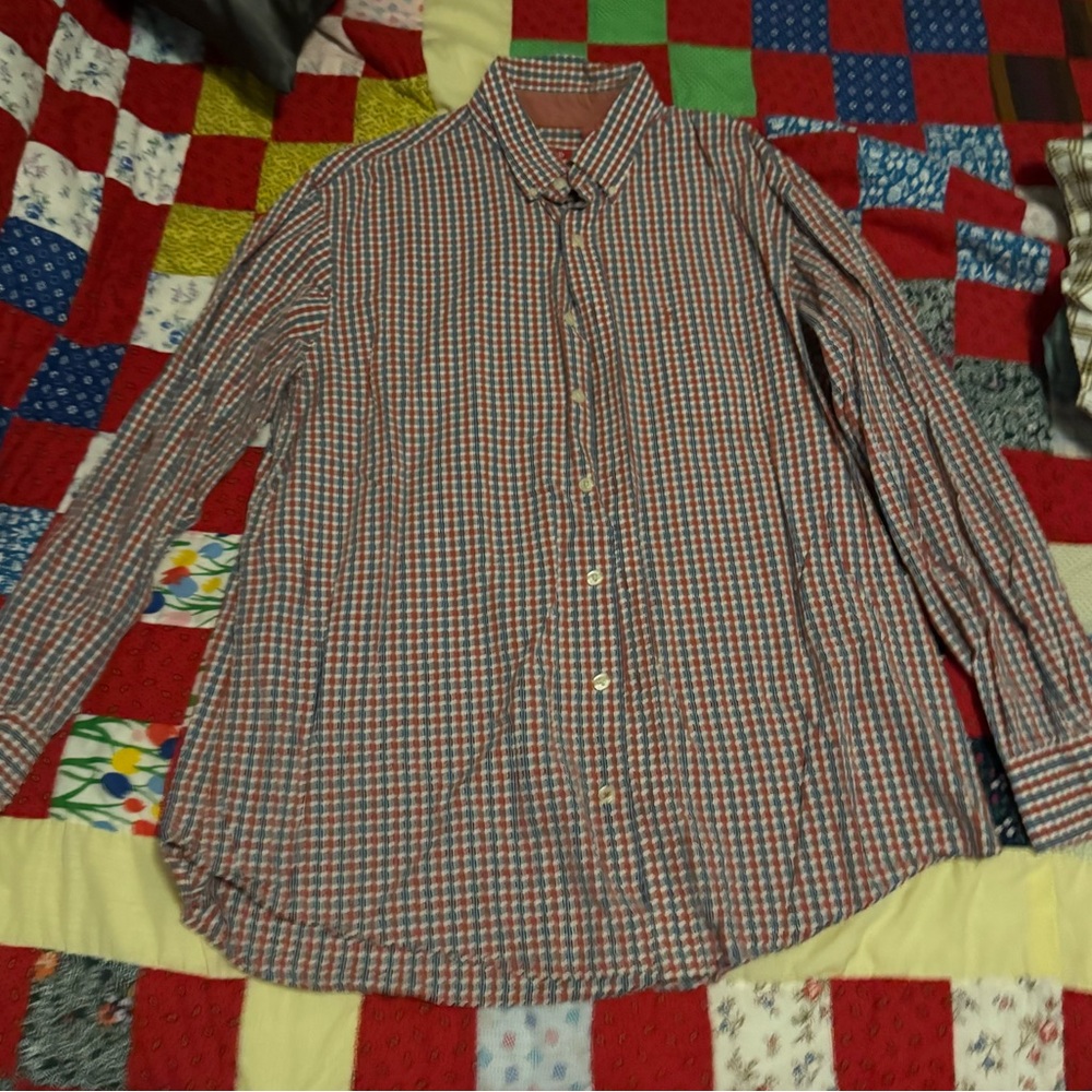 Izod Red and Blue Plaid Casual Shirt